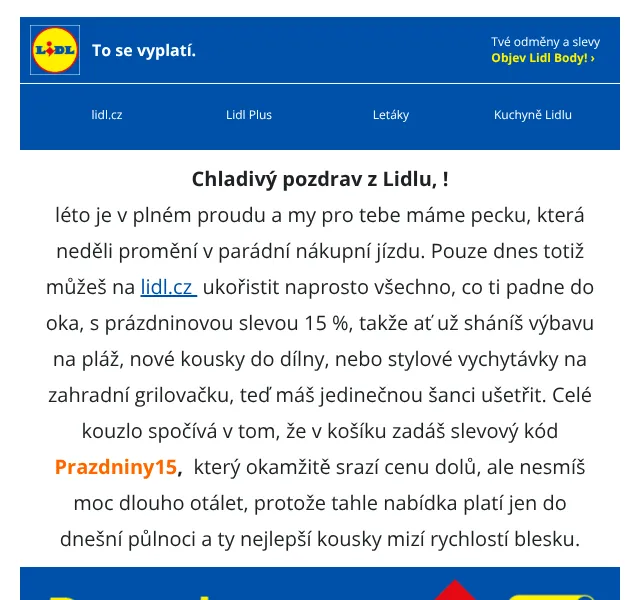 Lidl: 15 % sleva na vše – červen 2026 | Nuslet.cz