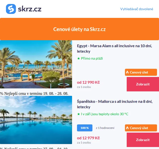Skrz.cz: Dovolená za 12 990 Kč – srpen 2026 | Nuslet.cz
