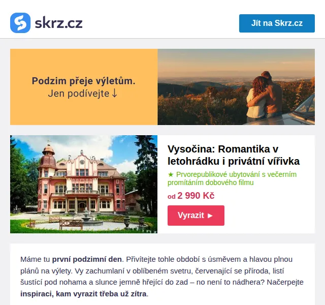 Vánoce na Skrz: podzimní pobyty se slevou – červenec 2026 | Nuslet.cz