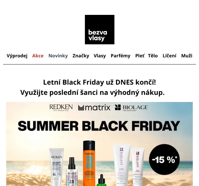 Bezvavlasy.cz: Redken, Matrix až 15 % – červenec 2026