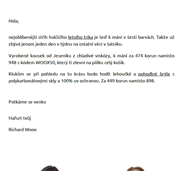 Richard Woox: Dámská trička a sluneční brýle se slevou až 50 % – červenec 2026 | Nuslet.cz