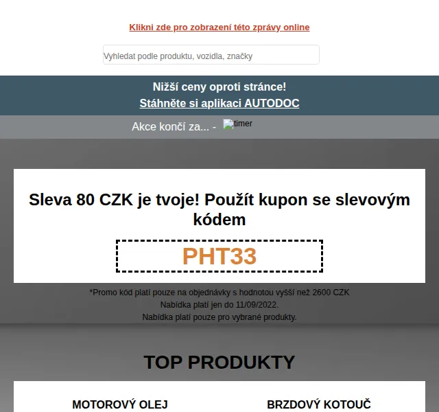 Autodoc: Podzimní údržba auta se slevou 80 Kč – červen 2026 | Nuslet.cz