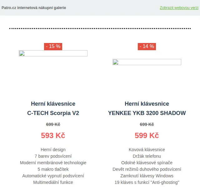 Patro.cz: Herní klávesnice se slevou až 27 % – červen 2026 | Nuslet.cz