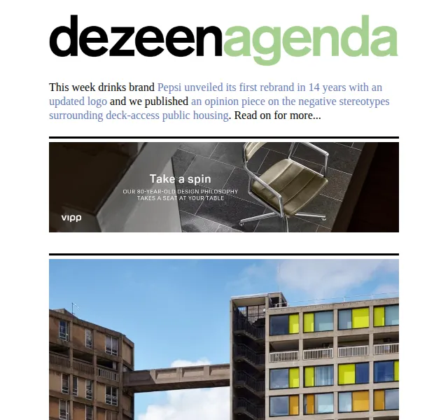 Dezeen Daily: Nová kolekce značek a architektonických projektů – červen 2026 | Nuslet.cz