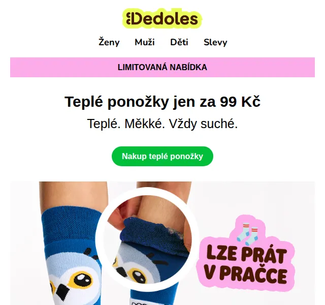 Dedoles: Teplé ponožky za 99 Kč – červen 2026 | Nuslet.cz
