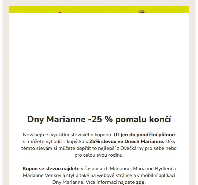 Ovečkárna: Dny Marianne – sleva 25 % – červen 2026 | Nuslet.cz