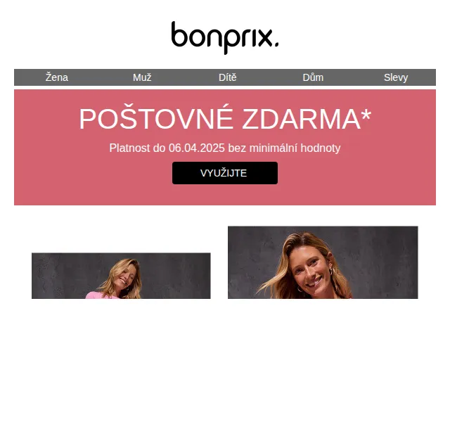 bonprix: Poštovné zdarma – červen 2026 | Nuslet.cz