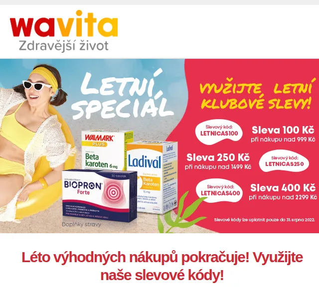 Wavita: Letní klubové slevy až 400 Kč – červen 2026 | Nuslet.cz