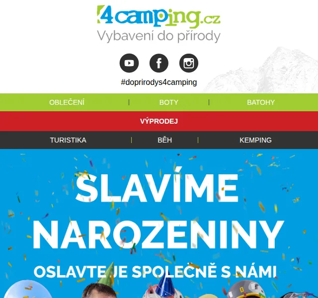 4camping.cz: Narozeninová MEGA sleva + doprava ZDARMA – červen 2026 | Nuslet.cz