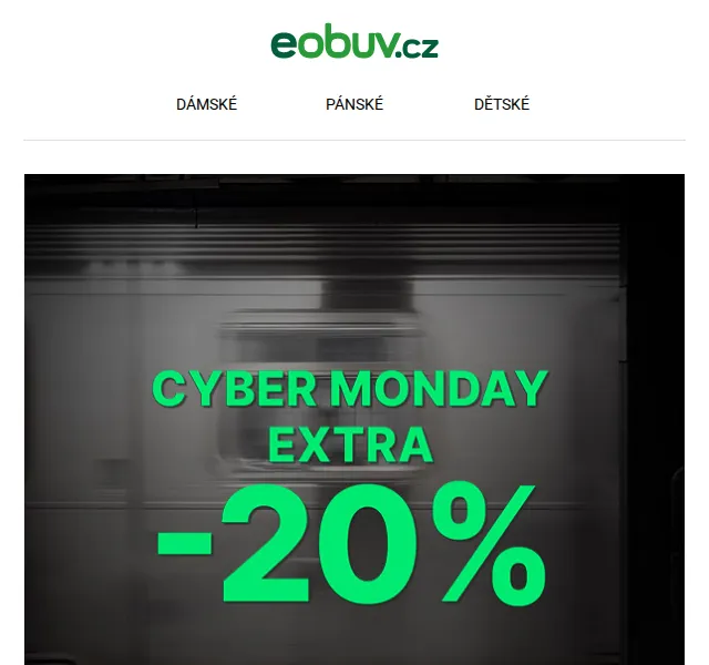 eobuv.cz: CYBER MONDAY -20 % na vybranou obuv – červen 2026 | Nuslet.cz