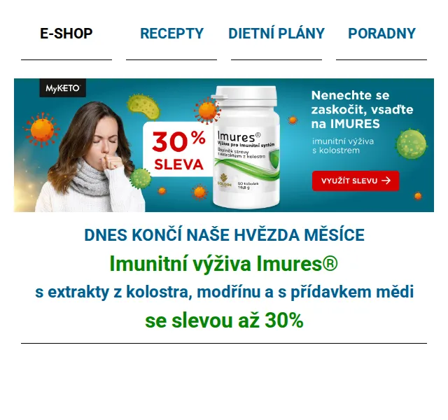 MyKETO: Imunitní výživa Imures se slevou až 30 % – červen 2026 | Nuslet.cz