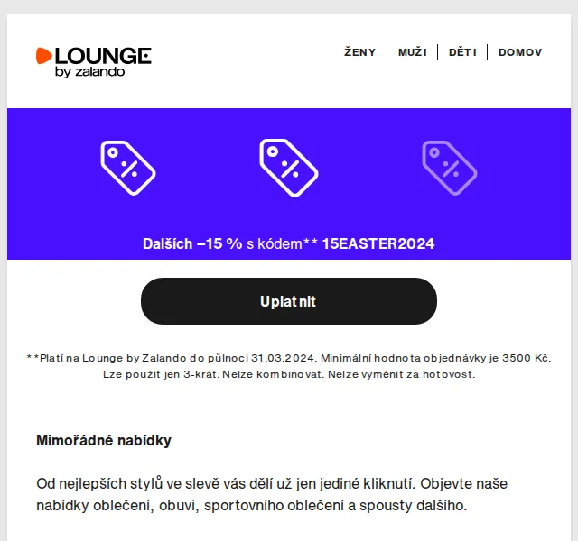 Lounge by Zalando: 15% extra sleva + velikonoční výprodej – červen 2026 | Nuslet.cz