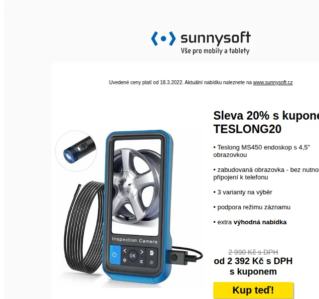 Sunnysoft.cz: Sleva 20 % s kódem TESLONG20 – červen 2026 | Nuslet.cz