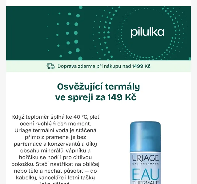 Pilulka.cz: Termální voda Uriage 149 Kč – červen 2026