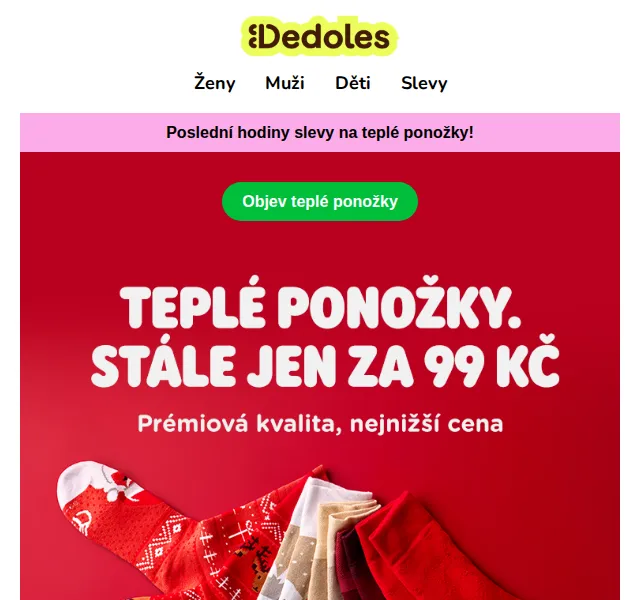 Dedoles: teplé ponožky za 99 Kč – červenec 2026 | Nuslet.cz