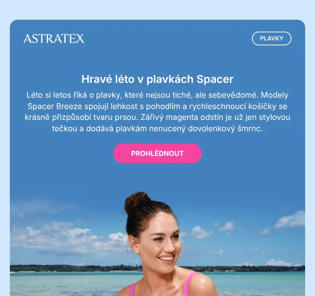 Astratex: Plavky Spacer s košíčky – červen 2026 | Nuslet.cz