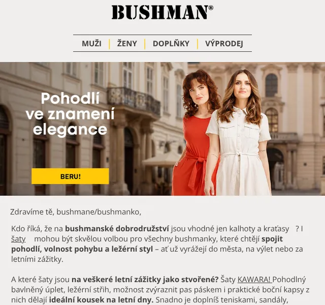 BUSHMAN: Šaty KAWARA – pohodlné letní akce | Červenec 2026
