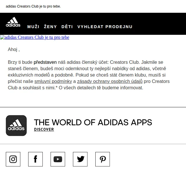 Adidas: Creators Club – červen 2026 | Nuslet.cz