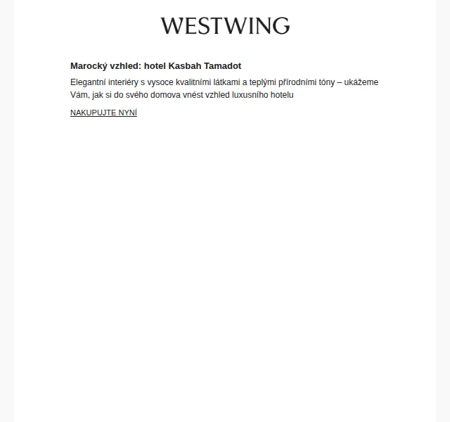 Westwing: marocký hotelový styl a slevy až -70 % – červen 2026 | Nuslet.cz