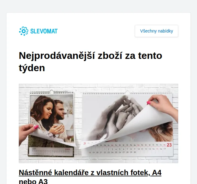 Slevomat: Nástěnné kalendáře z vlastních fotek od 169 Kč – červen 2026 | Nuslet.cz