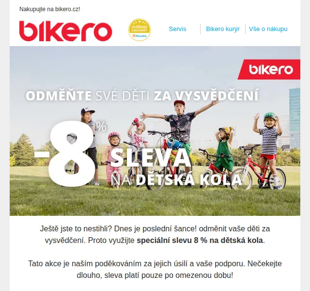 czbikero: Dodatečná sleva 8 % na dětská kola – červen 2026 | Nuslet.cz
