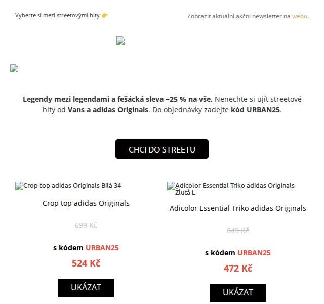 UrbanStore: Vans a adidas Originals s 25% slevou – červen 2026 | Nuslet.cz