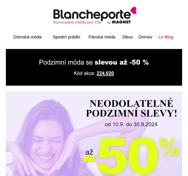 Blancheporte: Podzimní slevy až 50 % na svetry a šaty – červen 2026 | Nuslet.cz