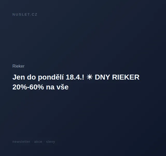 Rieker: Slevy 20 %–60 % na boty a kabelky – duben 2022 | Nuslet.cz