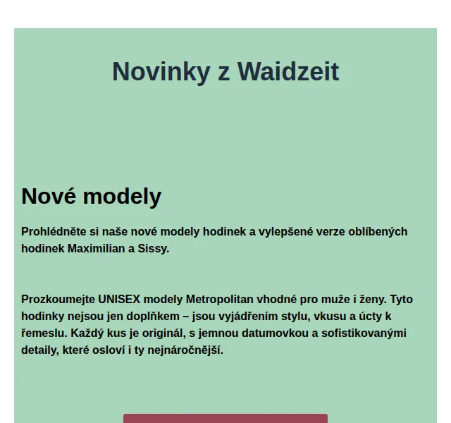 Waidzeit: Nové modely Metropolitan, Maximilian a Sissy – červen 2026 | Nuslet.cz