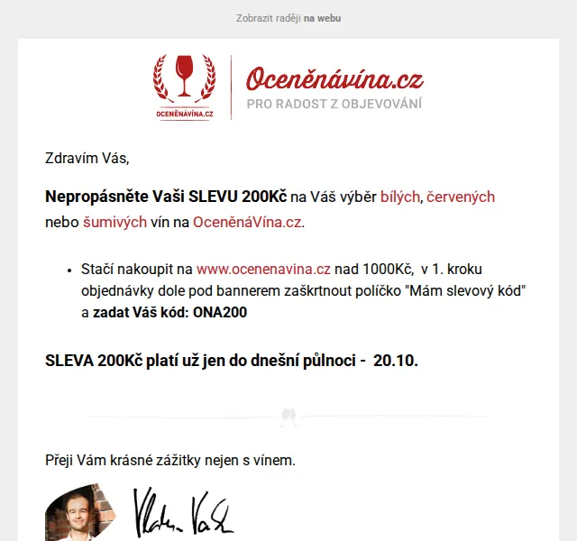OceněnáVína: Sleva 200 Kč na víno – říjen 2026 | Nuslet.cz