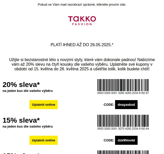 Takko Fashion: až 20% sleva s kuponem – červenec 2025 | Nuslet.cz