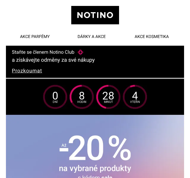 Notino: −20 % na vybrané produkty – říjen 2026