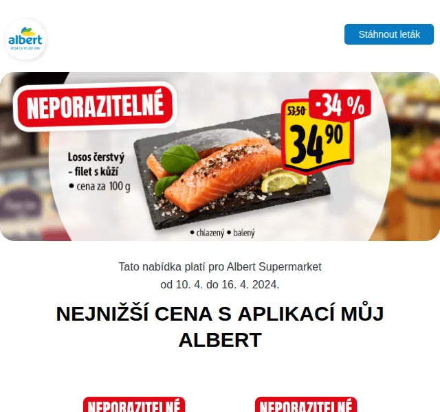Albert: Vepřová krkovice za 98,90 Kč, Míša 12,90 Kč – duben 2024 | Nuslet.cz