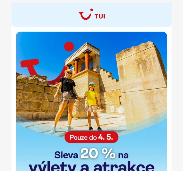 TUI Česká republika: 20 % sleva na zážitky – květen 2026