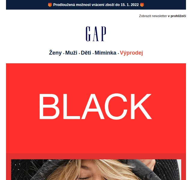 GAPstore.cz: Extra 20% k Black Friday – prosinec 2026 | Nuslet.cz