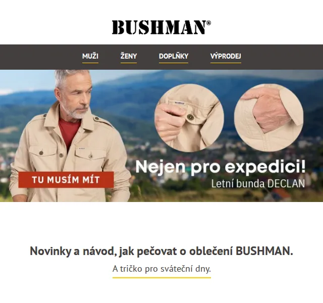 BUSHMAN: Nová kolekce jaro/léto a výprodej – červen 2026 | Nuslet.cz