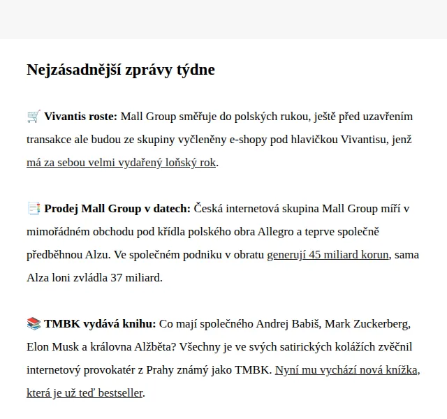 CzechCrunch: Mall Group míří do polských rukou a investice Kobeho Bryanta – červen 2026 | Nuslet.cz