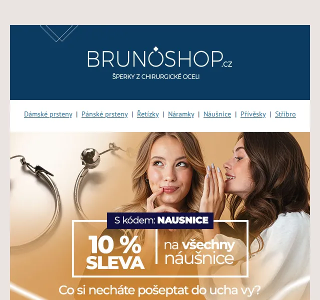 BRUNOshop.cz: 10% sleva na náušnice – červenec 2026 | Nuslet.cz