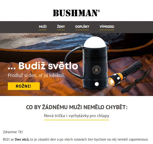 BUSHMAN: Den otců s tričky a dárky pro muže – červen 2026 | Nuslet.cz