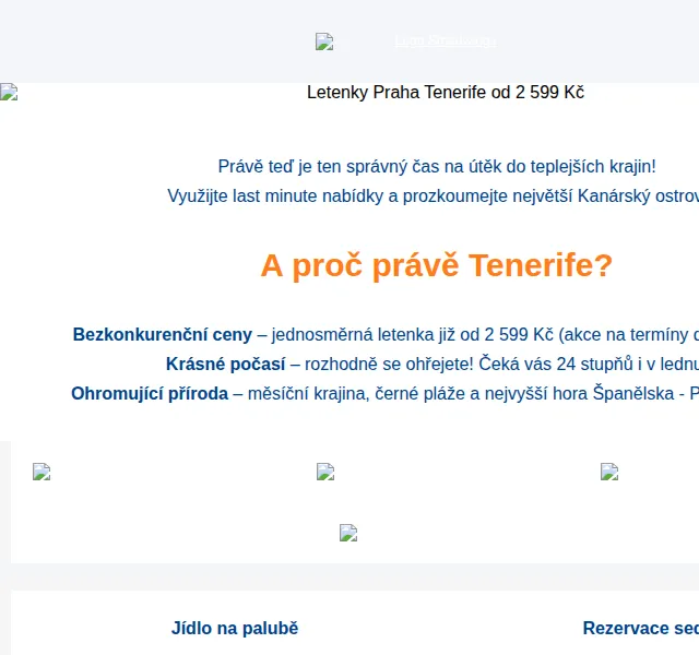Smartwings: Last Minute Tenerife od 2 599 Kč – červen 2026 | Nuslet.cz