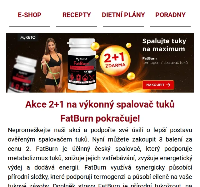 MyKETO: FatBurn 2+1 zdarma (sleva 33 %) – červen 2026 | Nuslet.cz