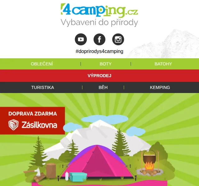 4camping: 10% sleva na vše + doprava zdarma – červen 2026 | Nuslet.cz