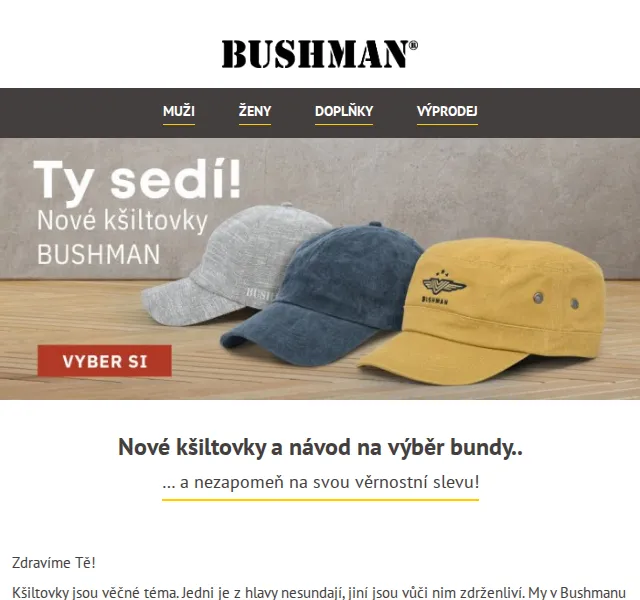 BUSHMAN: Nové kšiltovky a bundy – červen 2026 | Nuslet.cz