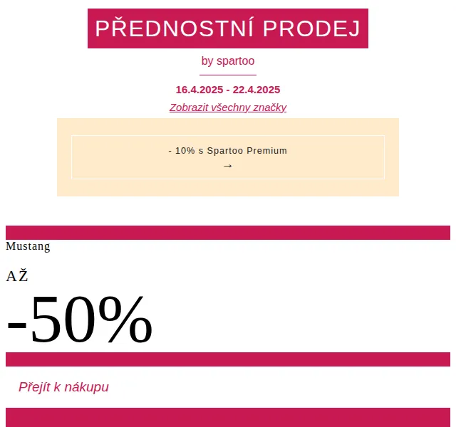 Spartoo: Slevy až -60% na Mustang, Ipanema, Swarovski – červen 2026 | Nuslet.cz