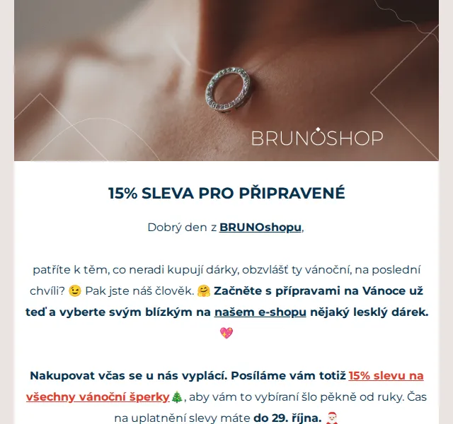 BRUNOshop: 15% sleva na vánoční šperky – červen 2026 | Nuslet.cz