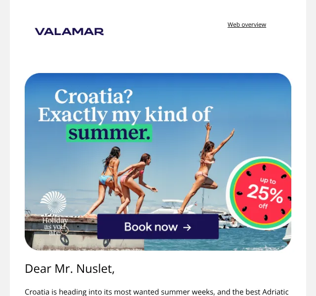 Valamar: až 25 % sleva na pobyty v Chorvatsku – červen 2026 | Nuslet.cz