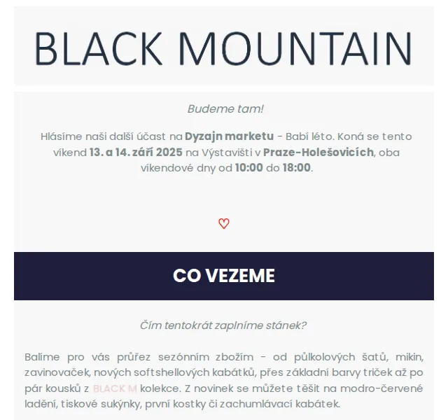 Black Mountain: Nová kolekce na Dyzajn market – září 2025 | Nuslet.cz
