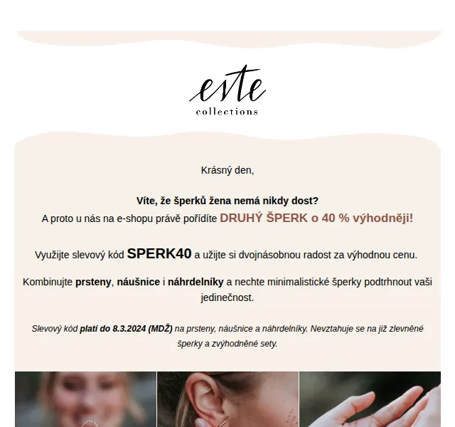 Estè Collections: 40% sleva na druhý šperk – červenec 2026 | Nuslet.cz