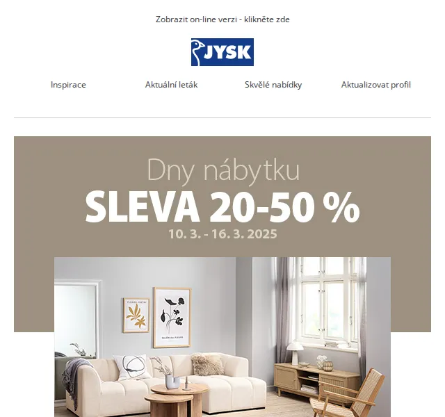 JYSK: Dny nábytku se slevou až 50 % – červenec 2026 | Nuslet.cz