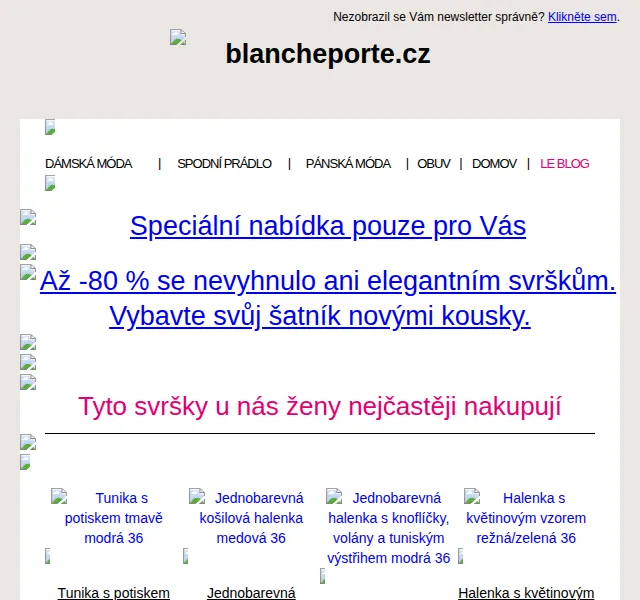 Blancheporte: Elegantní svršky až -80 % – červen 2026 | Nuslet.cz